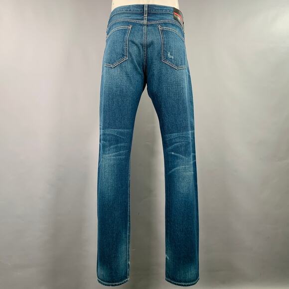 BLVCK SCVLE Size 36 Blue Distressed Button Fly Jeans - Picture 3 of 6